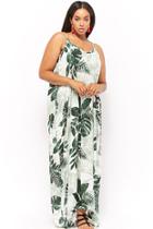 Forever21 Plus Size Crinkled Leaf Print Cami Maxi Dress