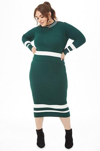 Forever21 Plus Size Varsity-striped Midi Skirt