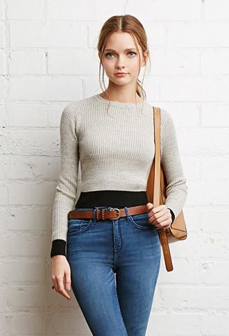 Forever21 Contrast-trim Ribbed Sweater