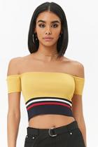 Forever21 Off-the-shoulder Striped Crop Top