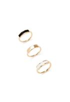 Forever21 Faux Stone Ring Set (black/gold)