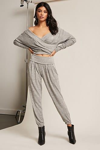 Forever21 Marled Knit Foldover Pants