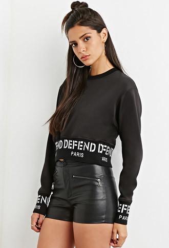 Forever21 Defend Paris Graphic Trim Top