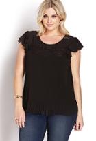 Forever21 Plus Women's  Plus Size Be Seen Accordion Pleated Blouse