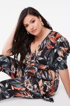 Forever21 Plus Size Tropical Belted Jumpsuit