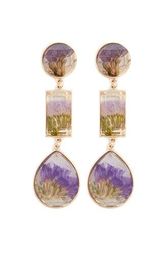 Forever21 Dried Flower & Faux Gem Drop Earrings