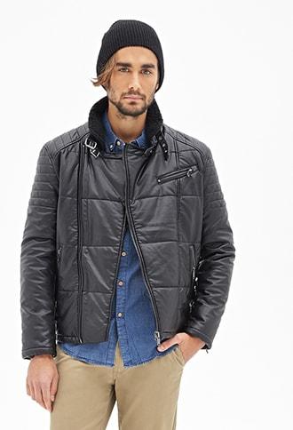 Forever21 Quilted Faux Leather Flight Jacket