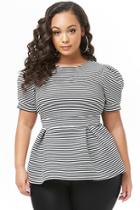 Forever21 Plus Size Striped Scuba-knit High-low Top