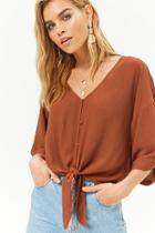 Forever21 Tie-front Button-front Top