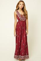 Forever21 Women's  Floral Print Lace-up Maxi Dress