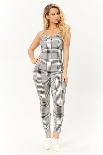Forever21 Glen Plaid Cami Jumpsuit