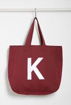 Forever21 Initial Graphic Oversized Tote (burgundy/white)