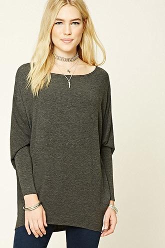 Forever21 Women's  Charcoal Dolman-sleeved Top
