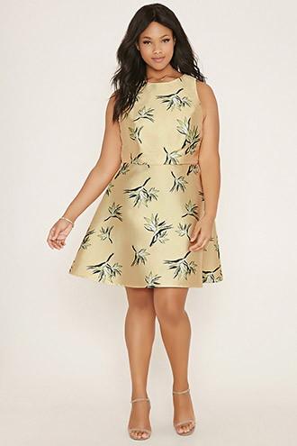 Forever21 Plus Women's  Plus Size Floral A-line Skirt