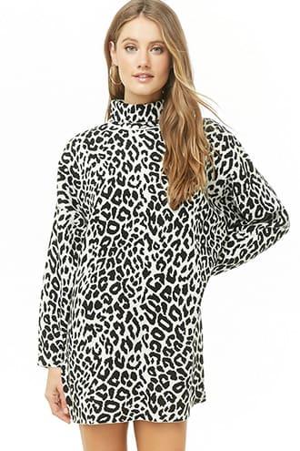 Forever21 Motel Leopard Print Turtleneck Dress