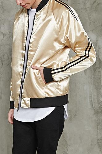 21 Men Men's  Satin Bomber Jacket