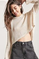 Forever21 Open-knit High-low Hooded Top