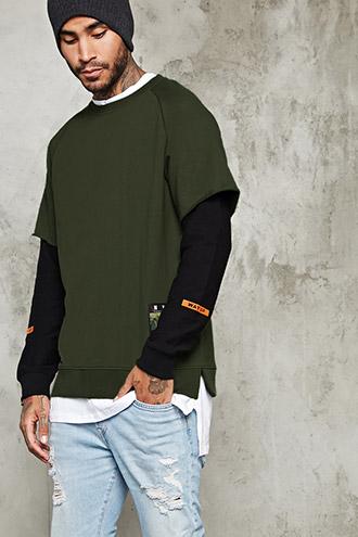 Forever21 Layered-sleeve Way Up Pullover