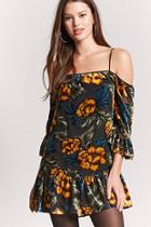 Forever21 Open-shoulder Velvet Burnout Dress