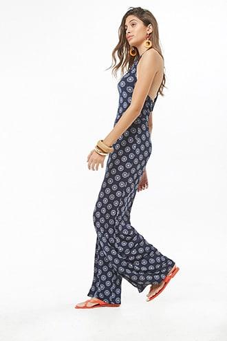 Forever21 Medallion Print Halter Palazzo Jumpsuit