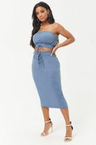 Forever21 French Terry Cropped Tube Top & Midi Skirt Set