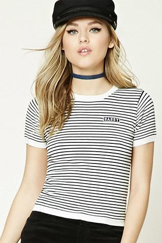 Forever21 Stripe Sassy Patch Top