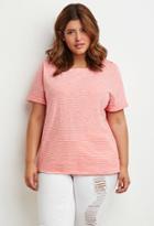 Forever21 Plus Striped Cuff-sleeve Tee