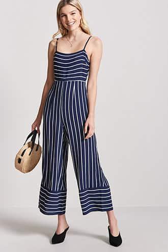 Forever21 Pinstripe Gaucho Jumpsuit