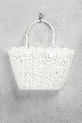 Forever21 Scalloped Crochet Tote Bag