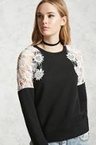 Forever21 Crochet Floral-shoulder Sweater