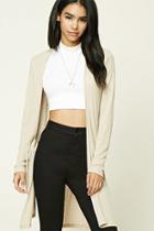 Forever21 Women's  Tan Longline Open-front Cardigan