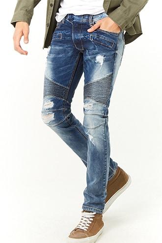 Forever21 Kdnk Distressed Moto Jeans