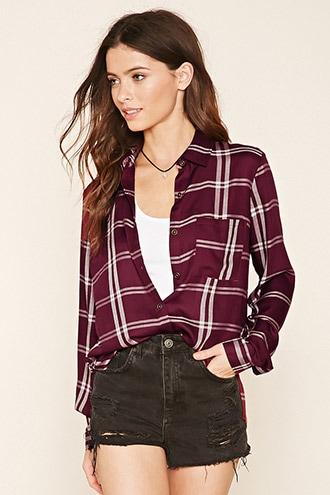 Forever21 Women's Gingham Button-front Shirt