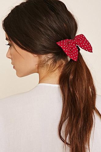 Forever21 Polka Dot Print Bow Hair Tie