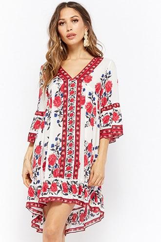 Forever21 Floral Bell Sleeve Shift Dress