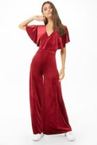 Forever21 Flounce Velvet Jumpsuit