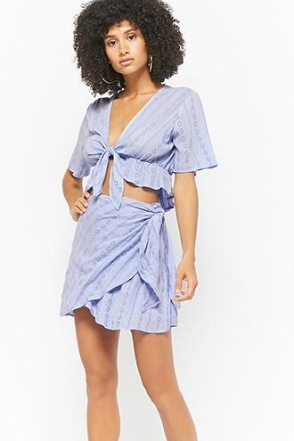 Forever21 Mock Wrap Eyelet Skirt