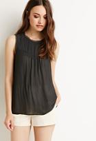 Love21 Women's  Pintucked Lace-trimmed Top (dark Grey)