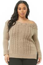 Forever21 Plus Size Off-the-shoulder Cable Knit Sweater