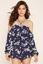 Forever21 Women's  Off-the-shoulder Floral Romper