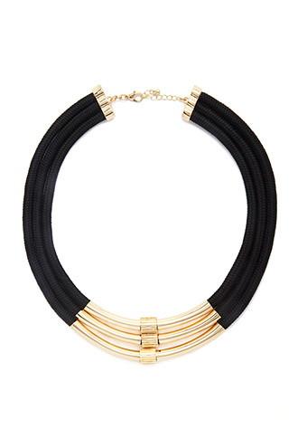 Forever21 Black & Gold Cord Statement Necklace