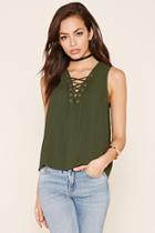 Forever21 Women's  Chiffon Lace-up Top