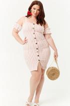 Forever21 Plus Size Striped Open-shoulder Mini Dress