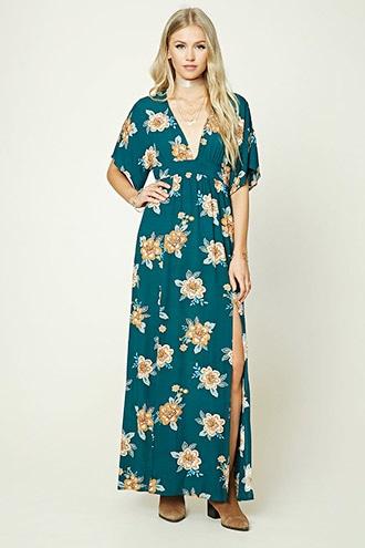 Forever21 Floral Print M-slit Dress