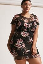 Forever21 Plus Size Floral Mesh Bodycon Dress