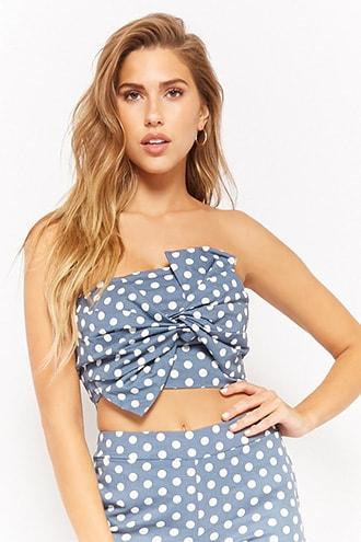 Forever21 Eta Polka Dot Twist-front Tube Top