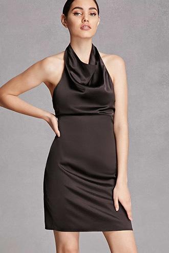 Forever21 Satin Cowl Neck Halter Dress