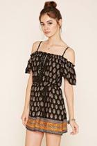 Forever21 Women's  Black & Camel Ornate Open-shoulder Dress