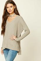 Forever21 Women's  Taupe Oversized Slub Knit Top