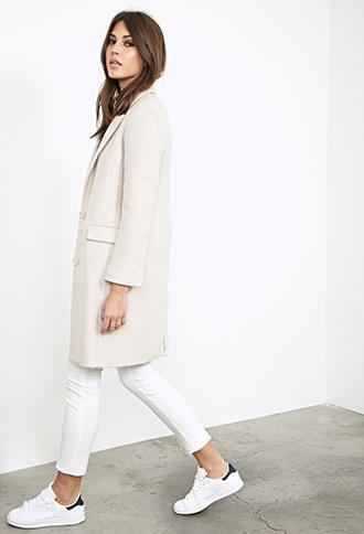 Forever21 Longline Duster Coat Oatmeal Small